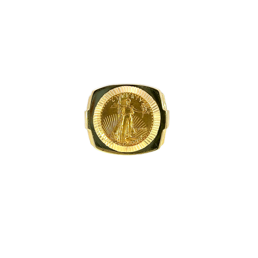 [915053257915] 14K Yellow Gold Men's Coin Fashion Ring
