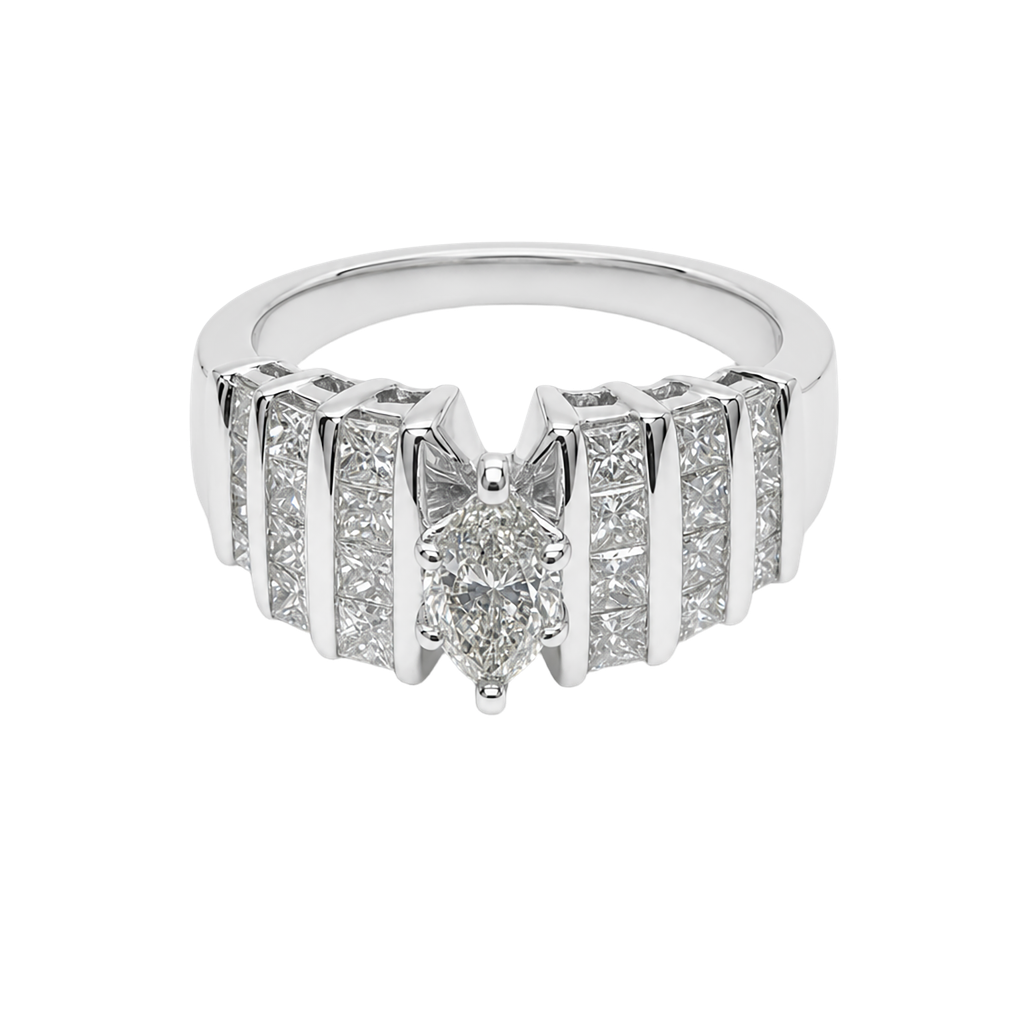 14K White Gold Diamond Fashion Ring