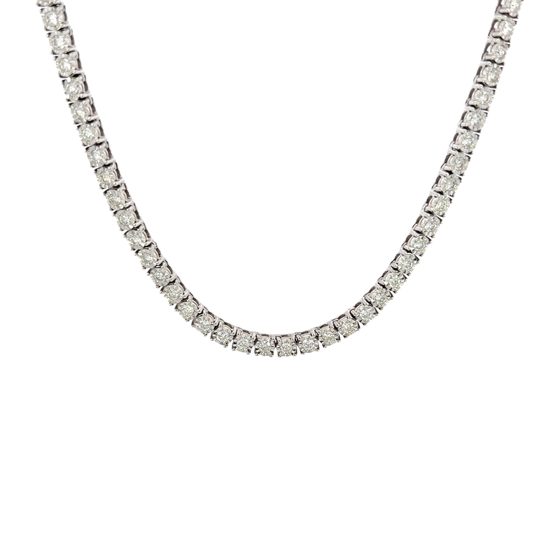 10K White Gold Illusion Diamond Tennis Necklace