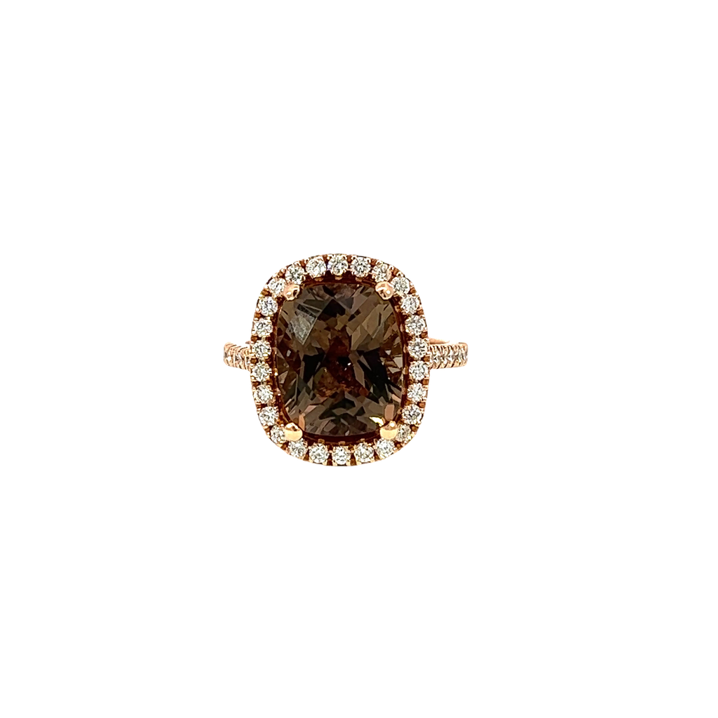 14K Rose Gold Diamond and Topaz Fashion Ring