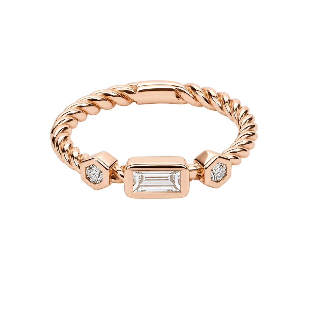 14K Rose Gold Diamond Fashion and Stackable Ring