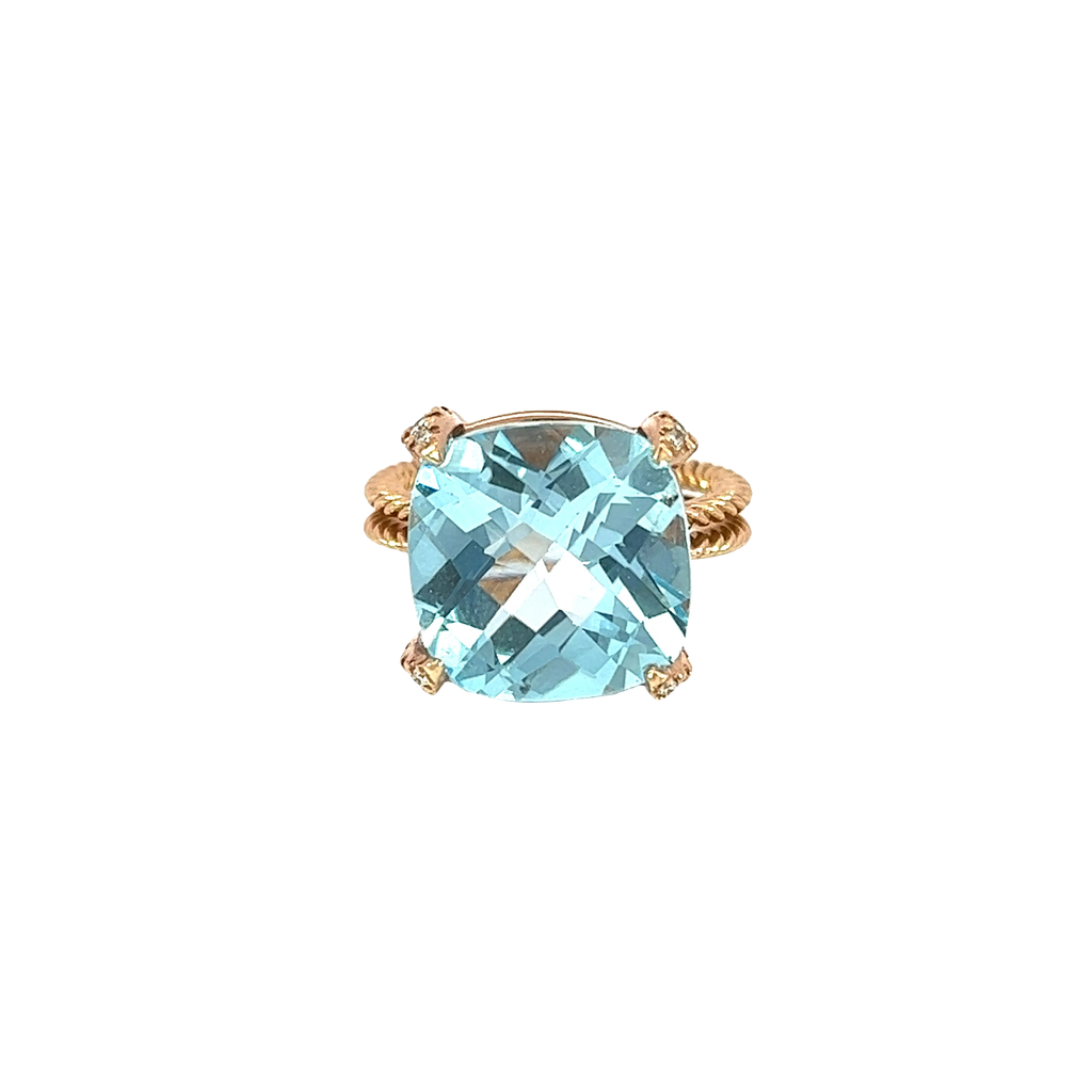 14K Rose Gold Diamond and Topaz Cocktail Ring