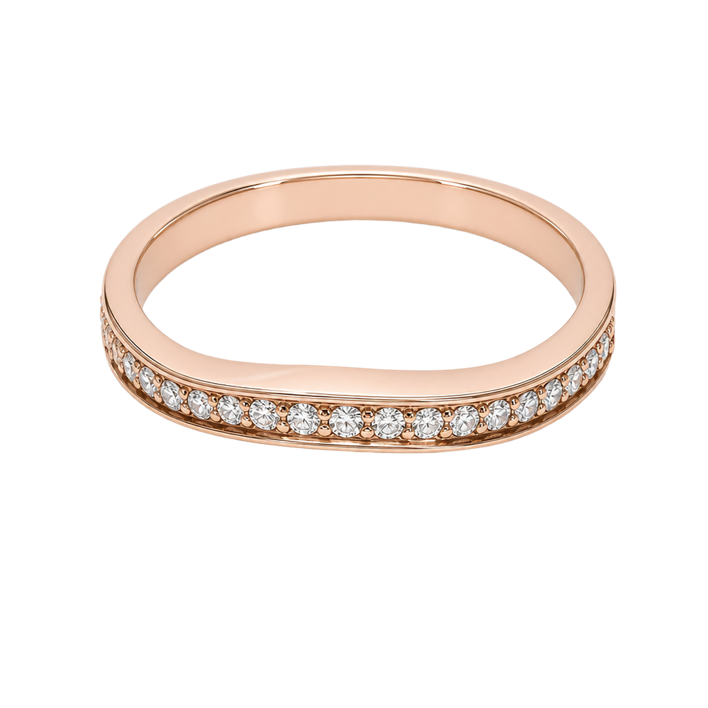 14K Rose Gold Diamond Band and Stackable Ring