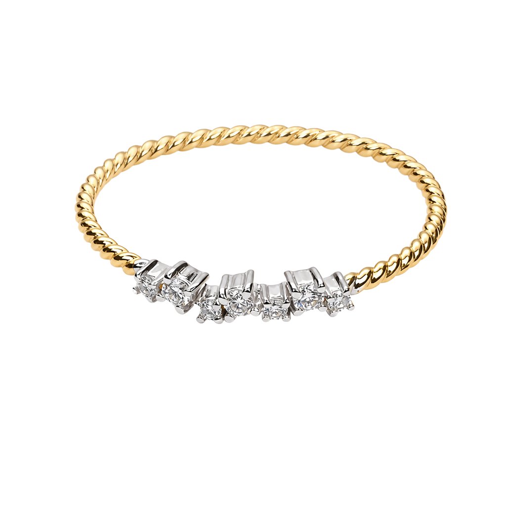 14K Two-Tone Gold Diamond Stackable Ring