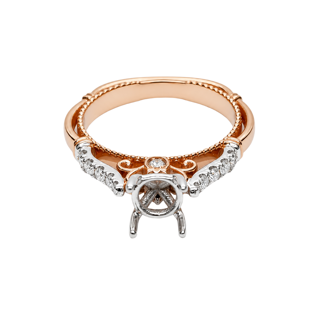 14K Two-Tone Gold Diamond Engagement Mounting Ring