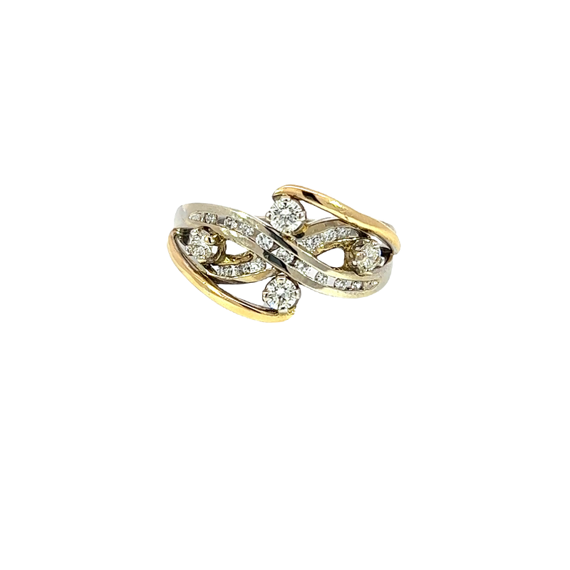 14K Two-Tone Gold Diamond Cocktail and Fashion Ring