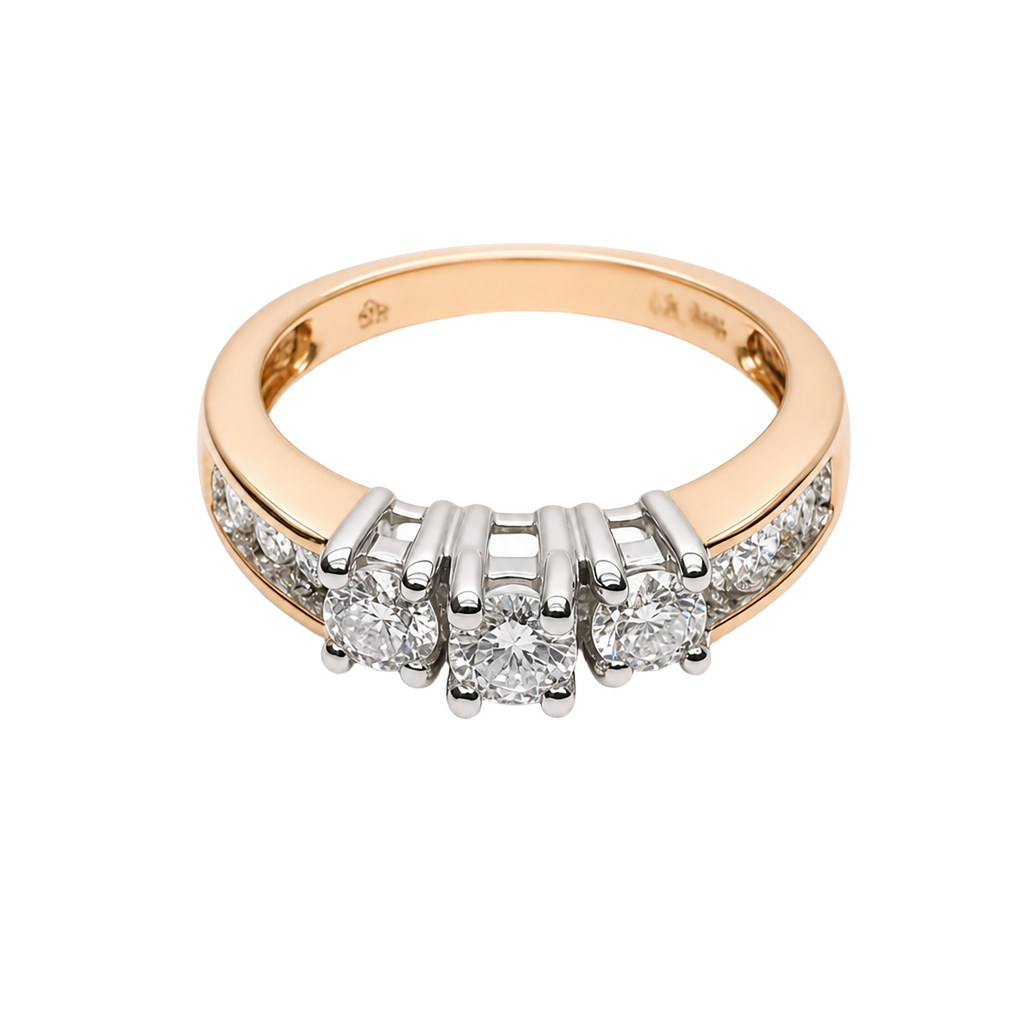 14K Two-Tone Gold Diamond Stackable Ring
