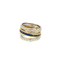 14K Two-Tone Gold Diamond and Sapphire Cocktail Ring
