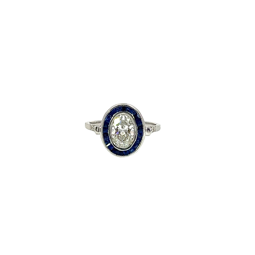 14K White Gold Diamond and Sapphire Fashion Ring