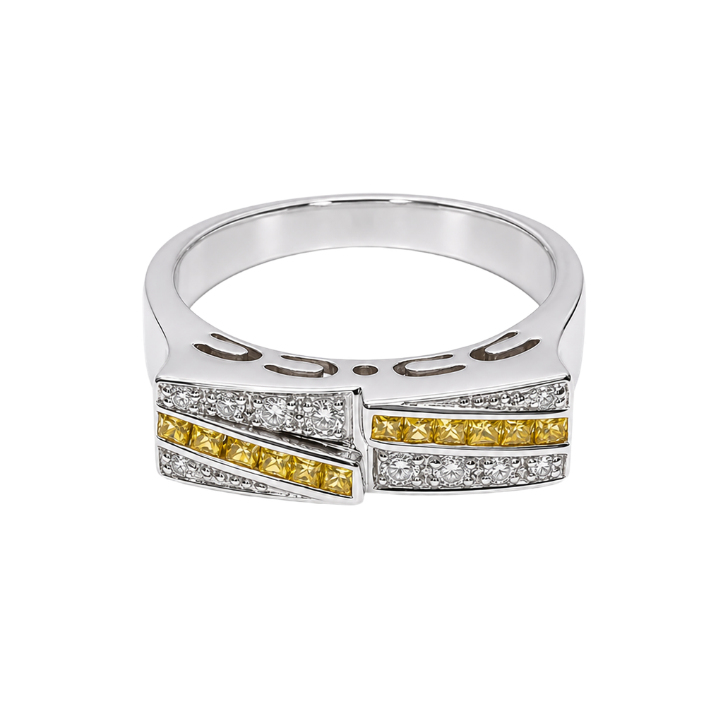 14K White Gold Diamond and Sapphire Band