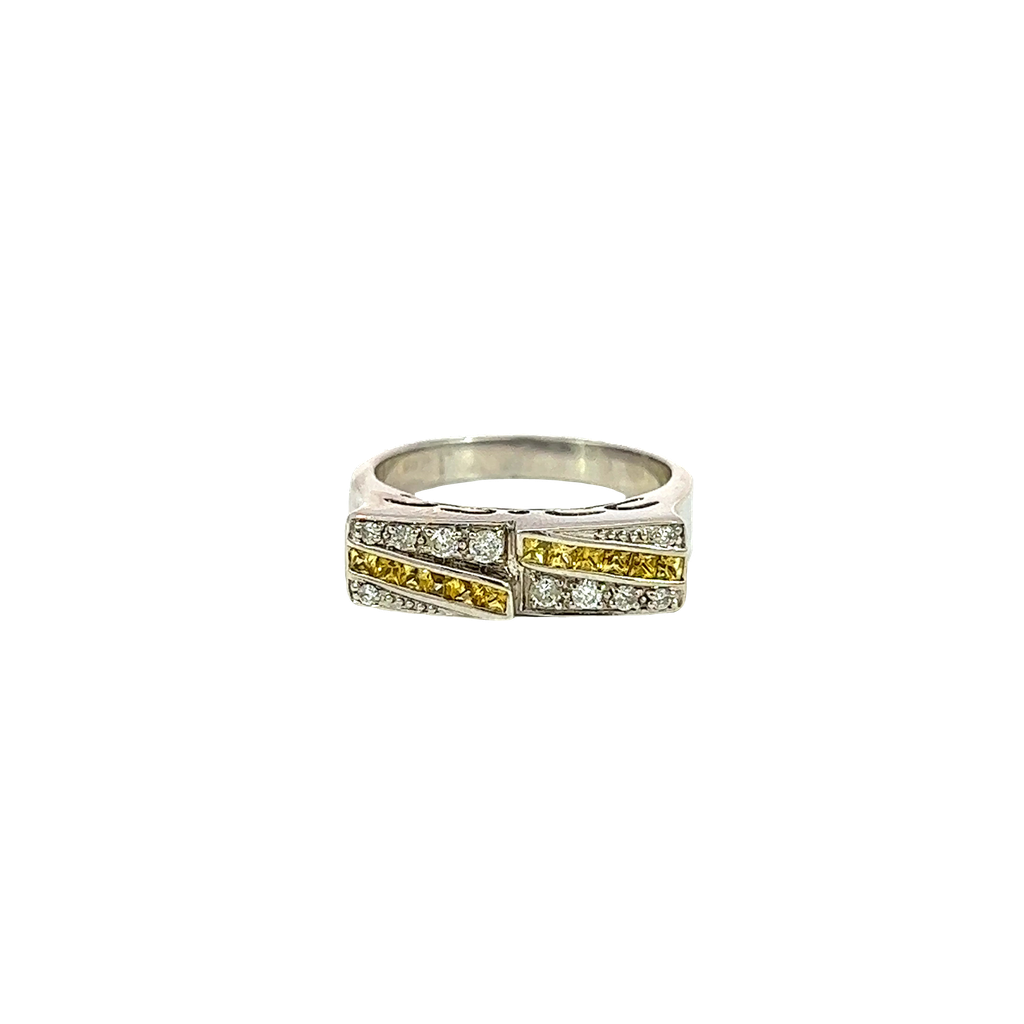 14K White Gold Diamond and Sapphire Band