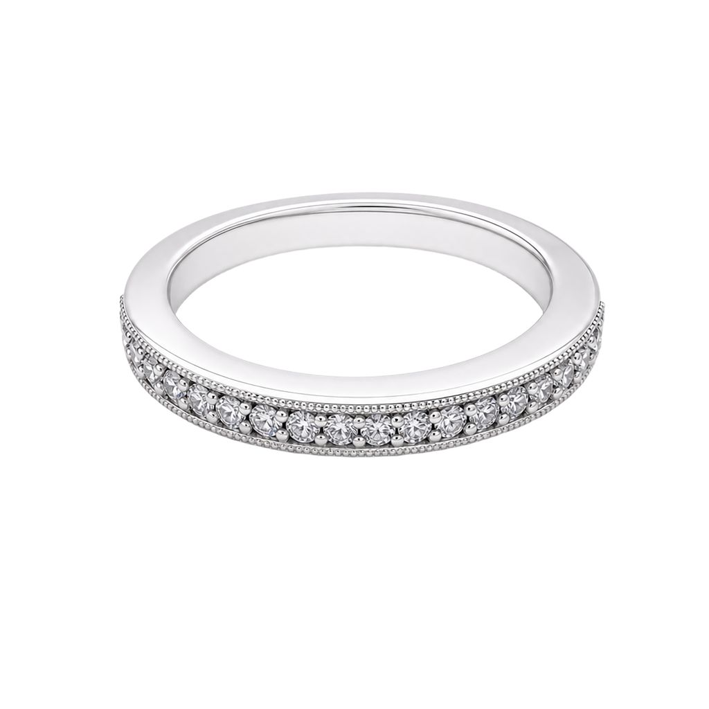14K White Gold Diamond Wedding Band