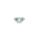 14K White Gold Aquamarine and Diamond Fashion Ring