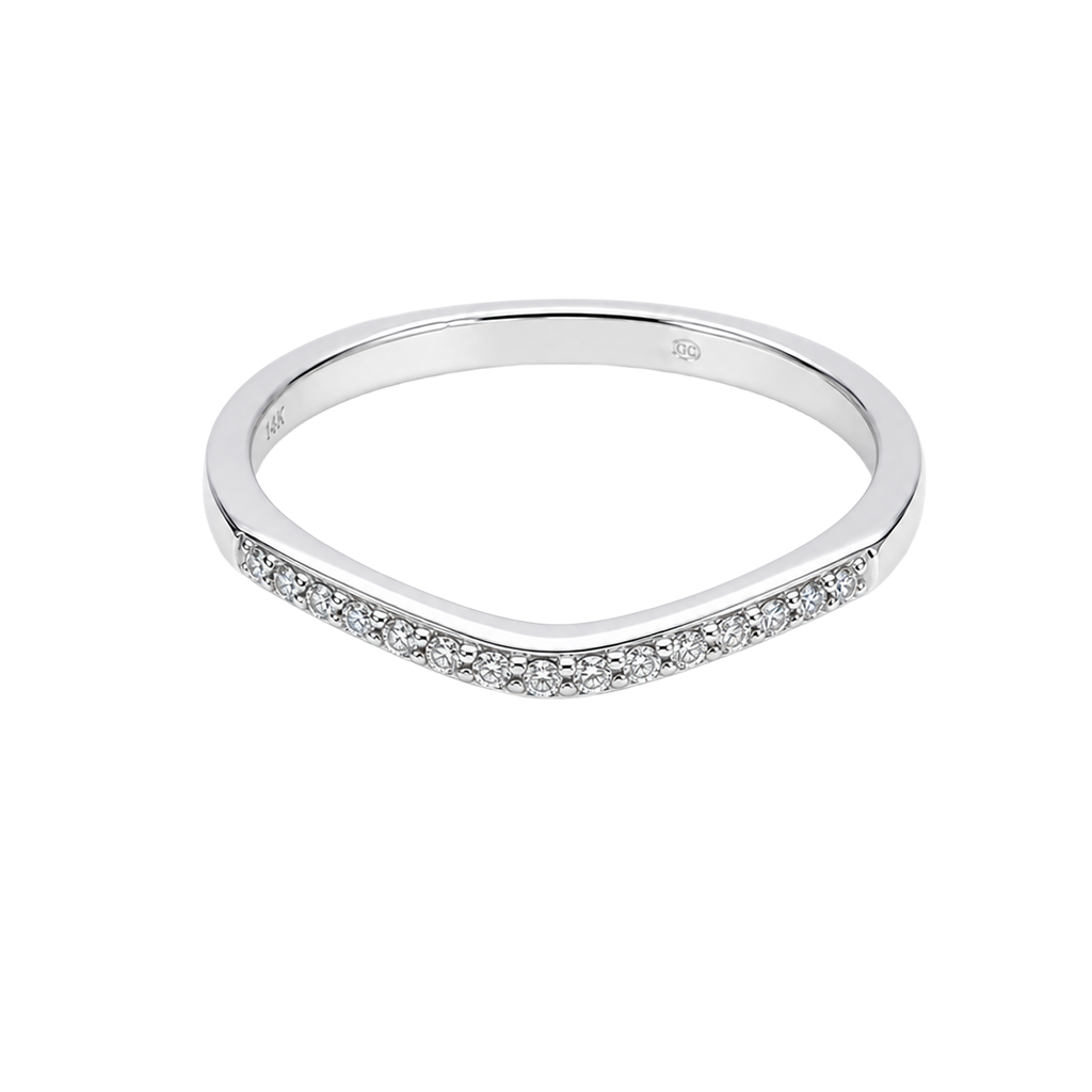 14K White Gold Diamond Wedding Band