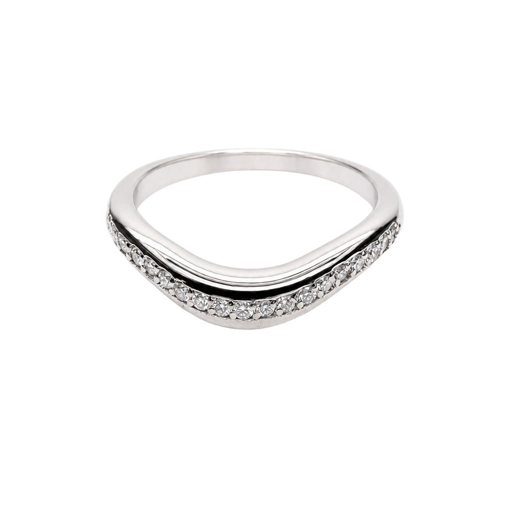 14K White Gold Diamond Band and Stackable Ring