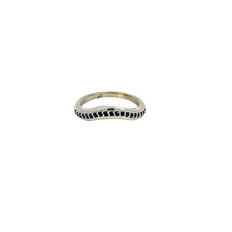 14K White Gold Sapphire Band and Stackable Ring