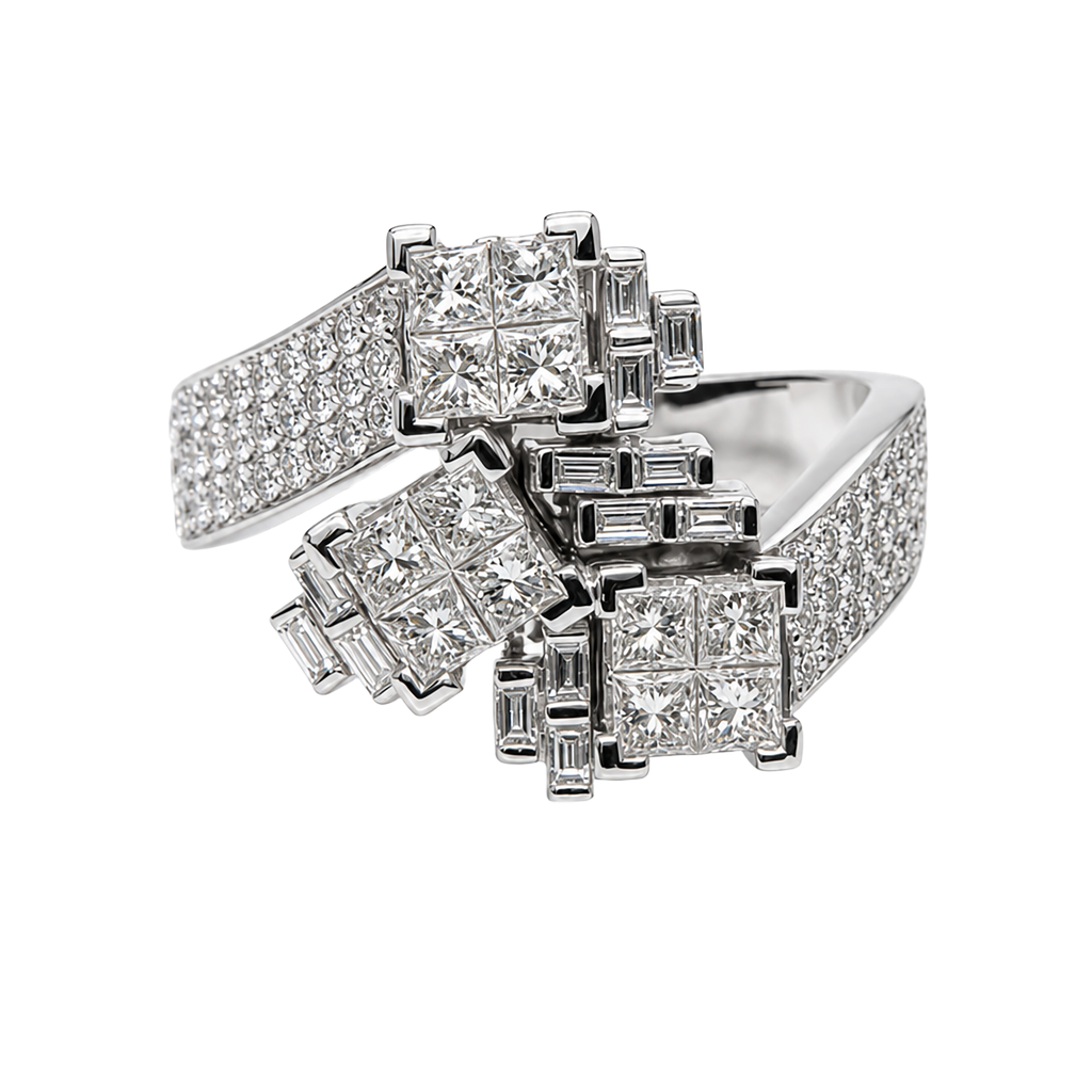 14K White Gold Diamond Cocktail Ring