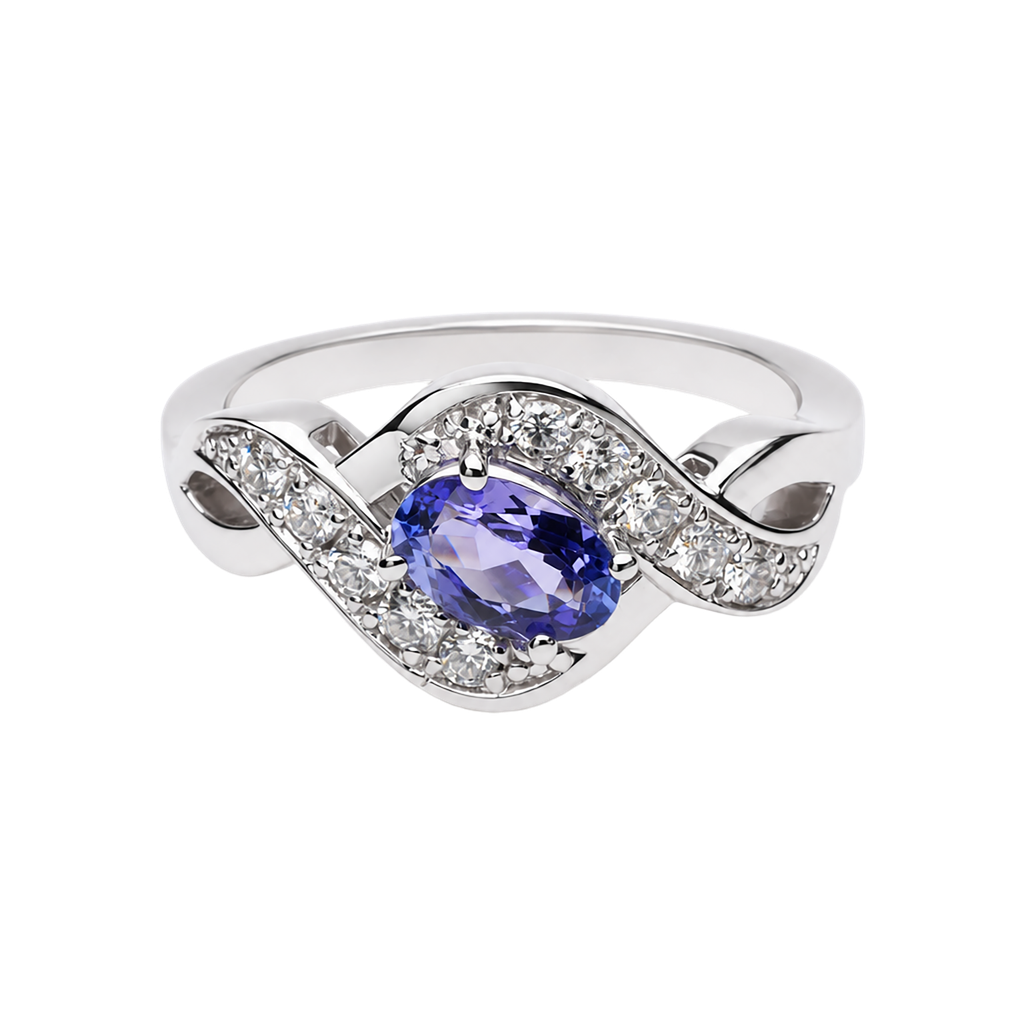 14K White Gold Diamond and Tanzanite Fashion Ring