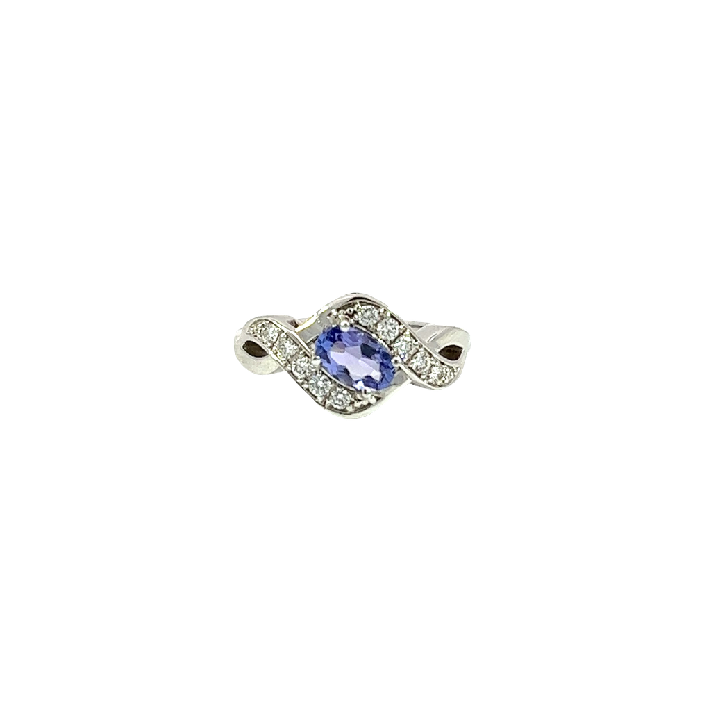 14K White Gold Diamond and Tanzanite Fashion Ring