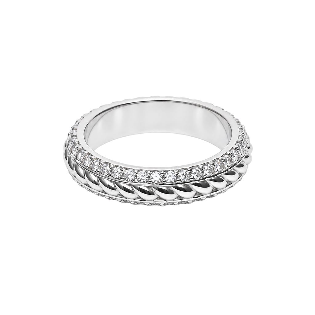 14K White Gold Diamond Band
