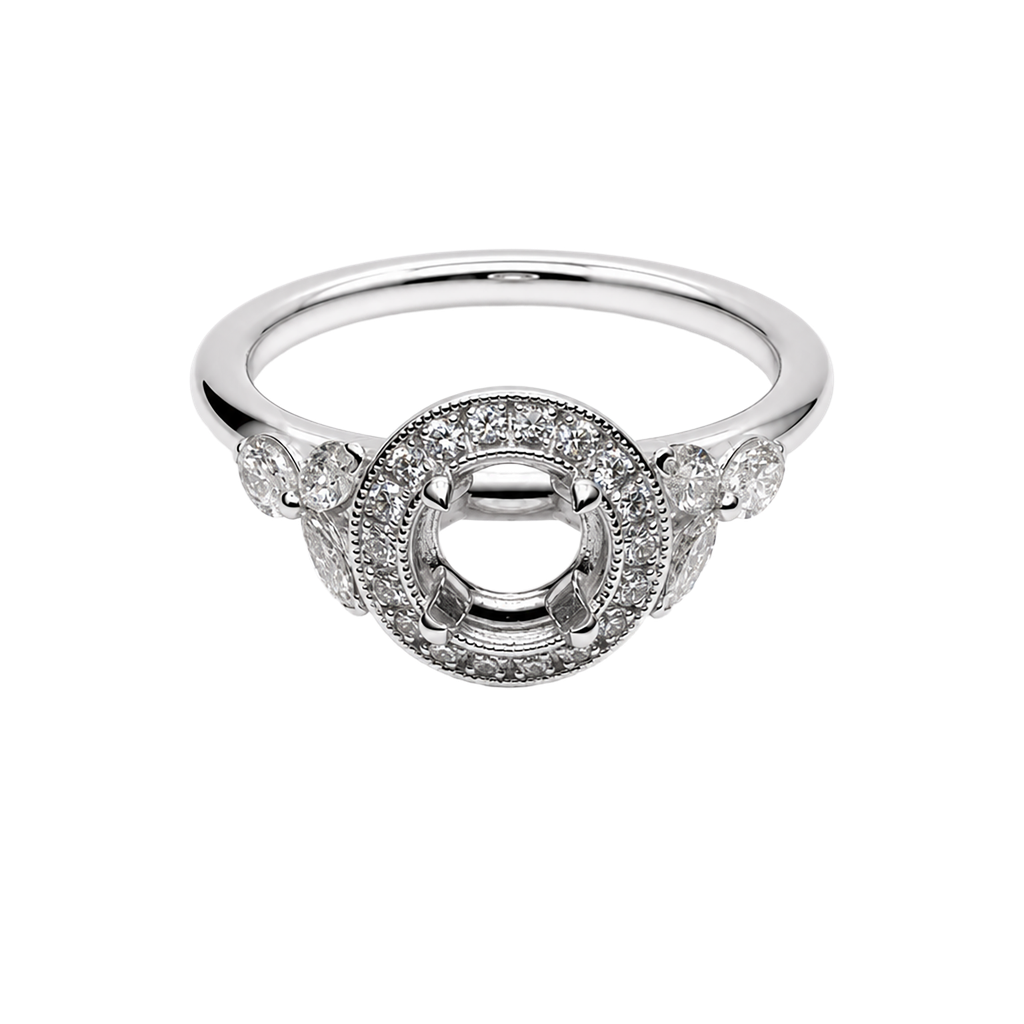 14K White Gold Diamond Engagement Ring