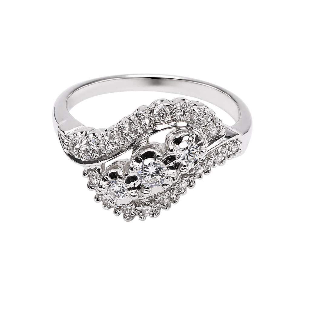 14K White Gold Diamond Cocktail and Fashion Ring