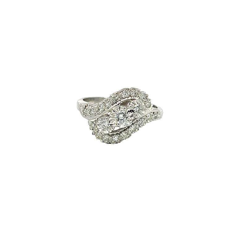 14K White Gold Diamond Cocktail and Fashion Ring