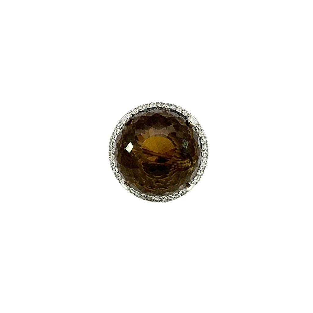 14K White Gold Diamond and Quartz Cocktail Ring