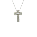 14K White Gold Diamond Cross Pendant