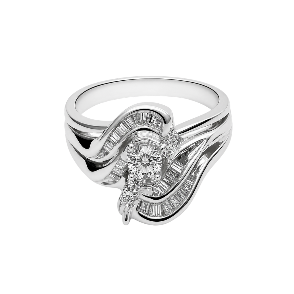 14K White Gold Diamond Cocktail Ring
