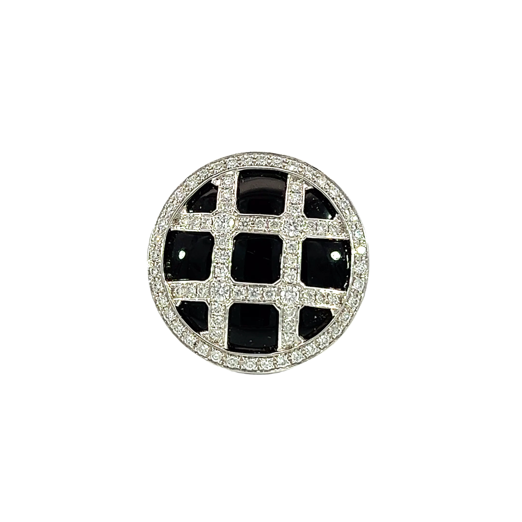 14K White Gold Diamond and Onyx Cocktail Ring