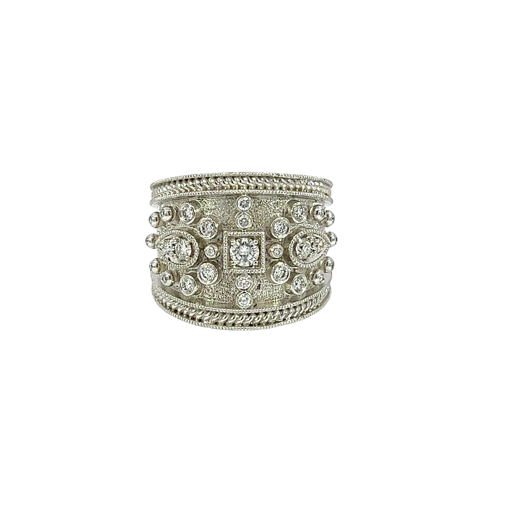 14K White Gold Diamond Band