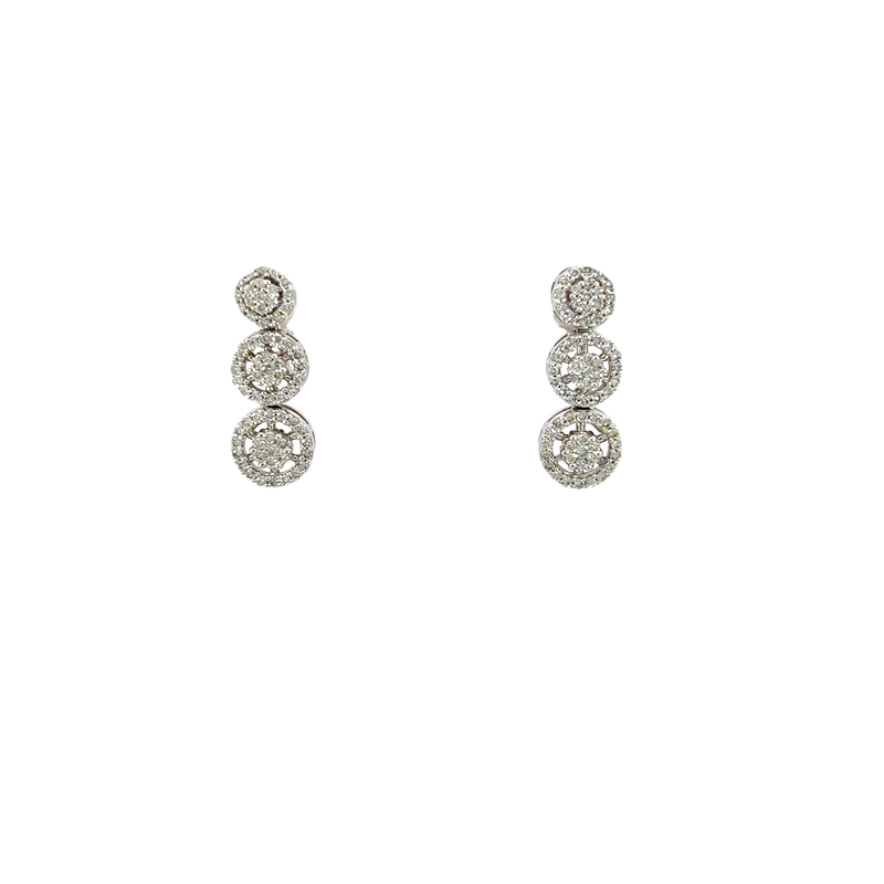 14K White Gold Diamond Drop Earrings