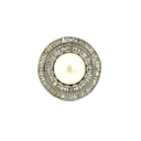 14K White Gold Diamond and Pearl Cocktail Ring