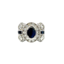 14K White Gold Diamond and Sapphire Cocktail Ring