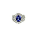 14K White Gold Diamond and Tanzanite Cocktail Ring