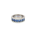 14K White Gold Diamond and Sapphire Band