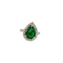 14K White Gold Diamond and Emerald Cocktail Ring