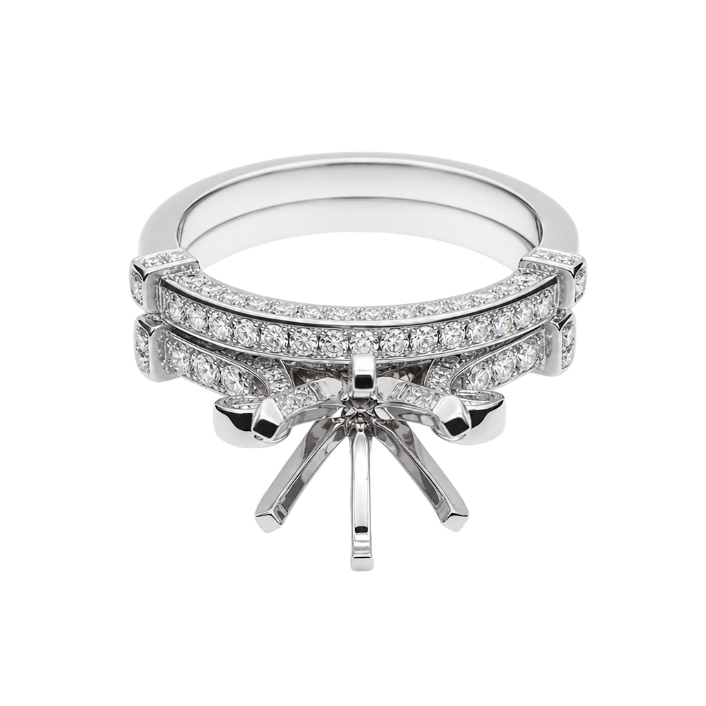 14K White Gold Diamond Wedding Set