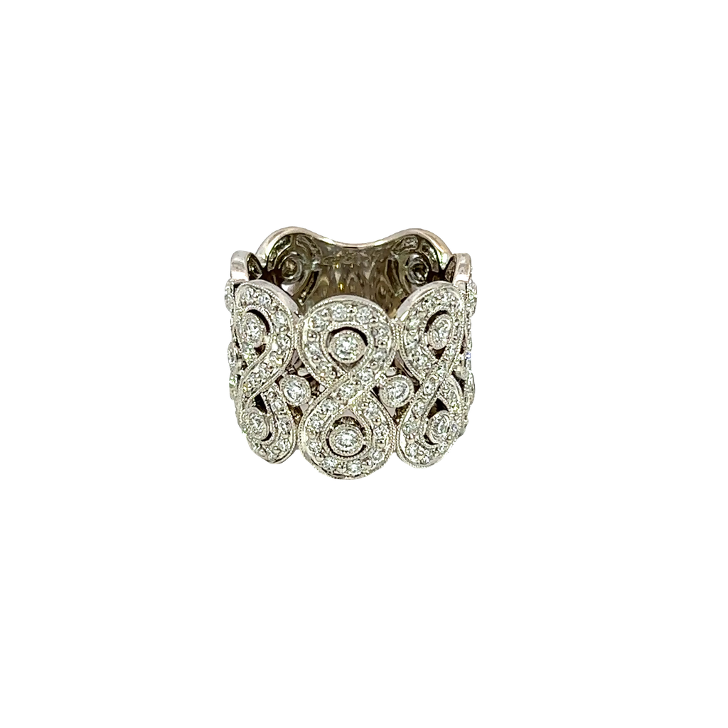 14K White Gold Diamond Band