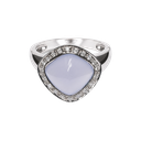 14K White Gold Chalcedony and Diamond Fashion Ring