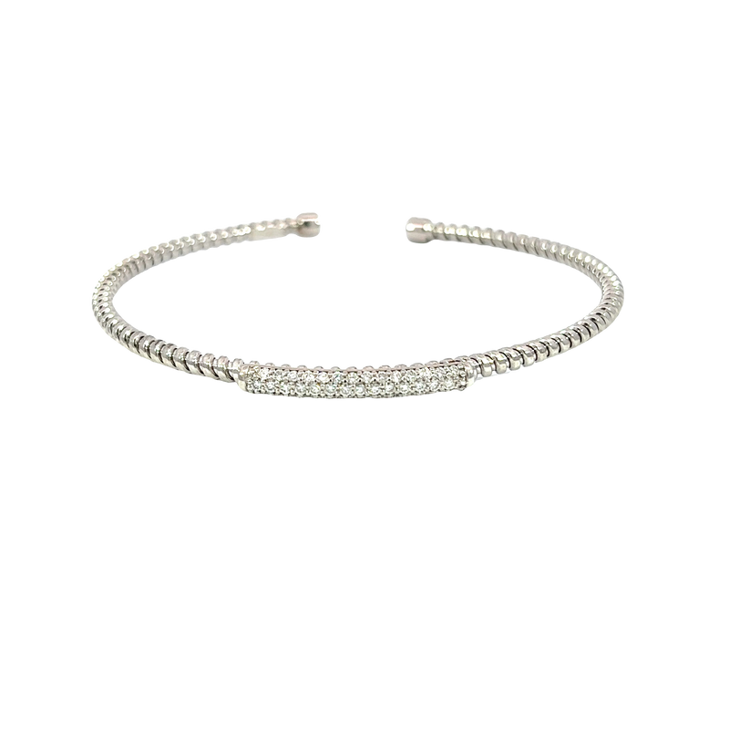 14K White Gold Diamond Bangle Bracelet