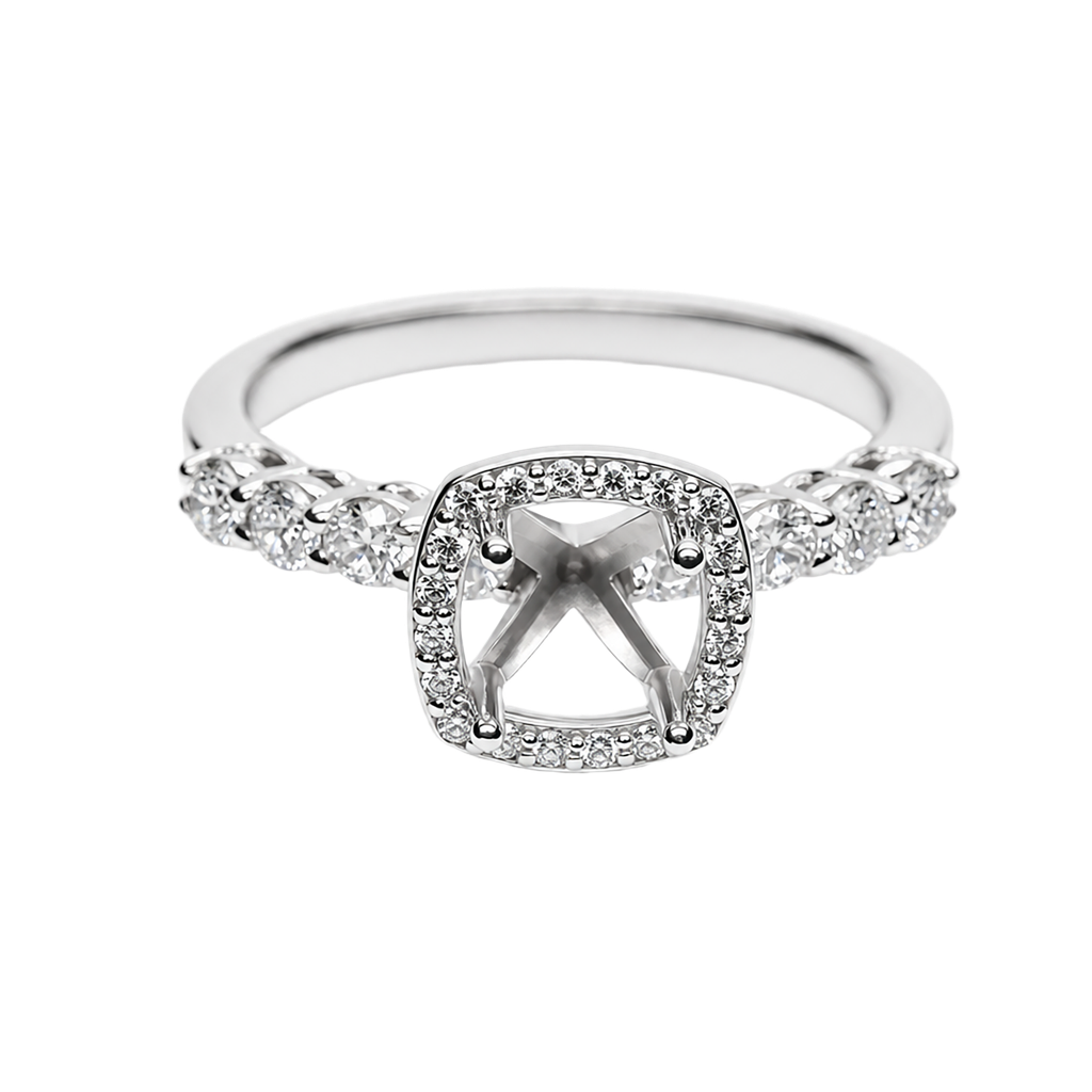 14K White Gold Diamond Engagement Ring