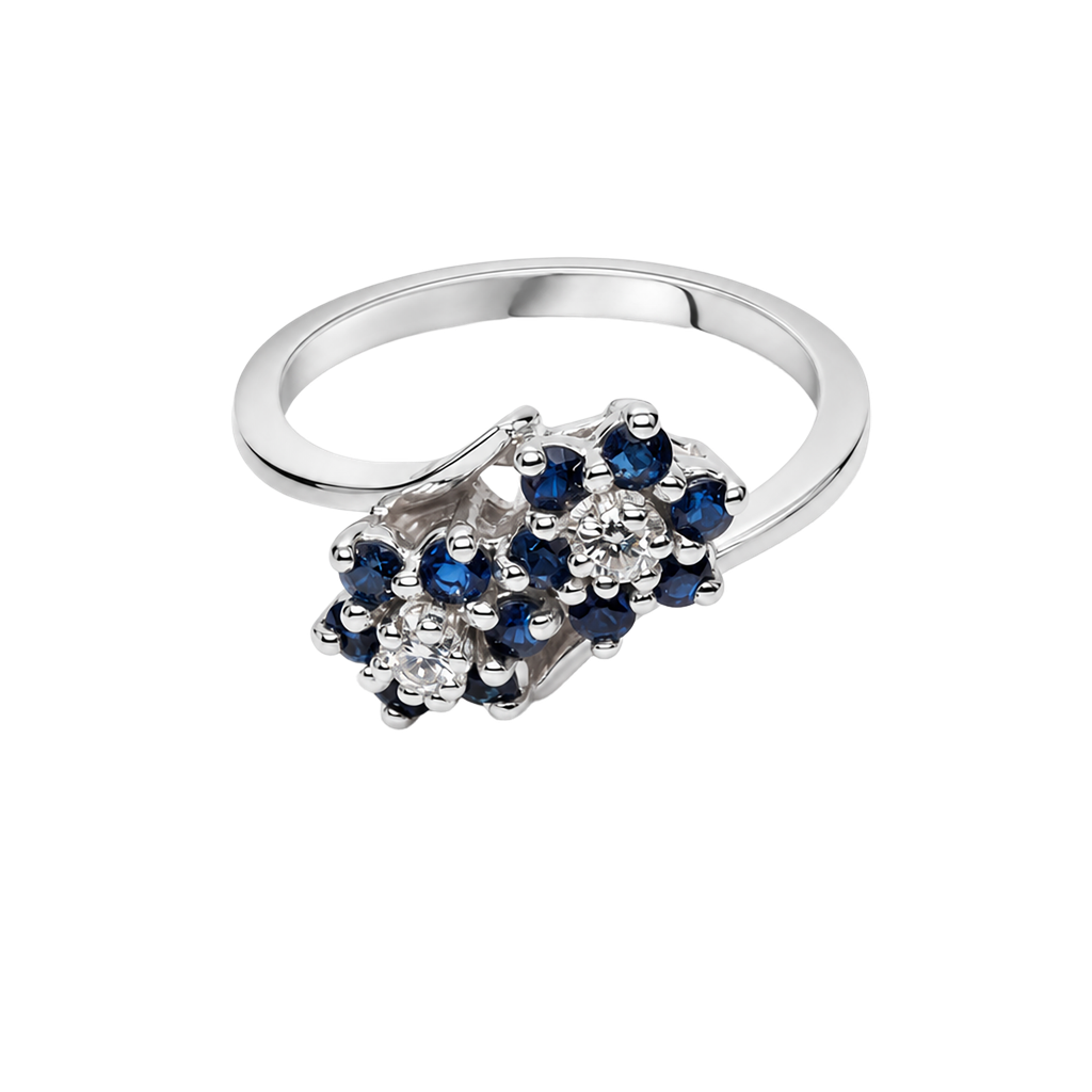 14K White Gold Diamond Sapphire Ring