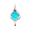 14K White Gold Turquoise, Ruby and Diamond Brooch