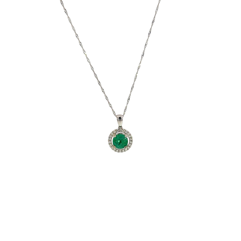 14K White Gold Diamond and Sapphire Pendant