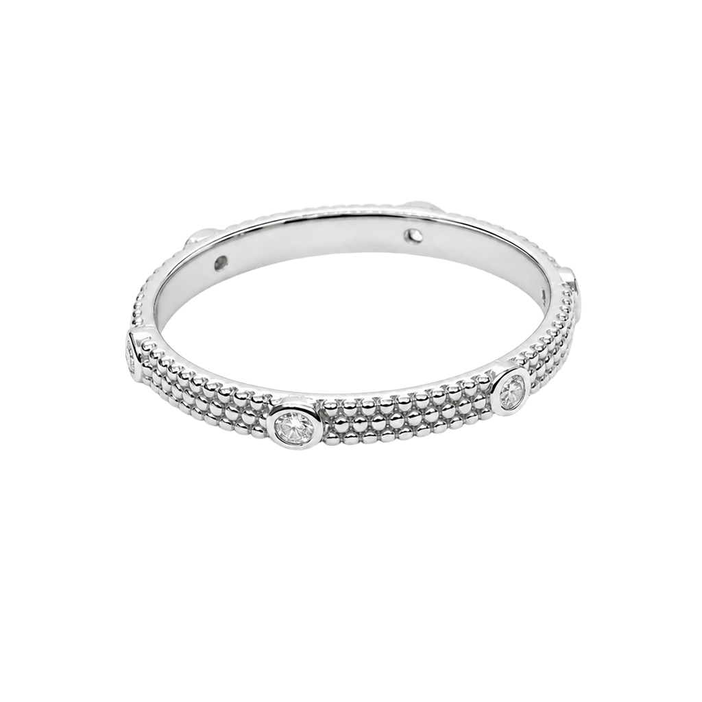 14K White Gold Diamond Stackable Ring