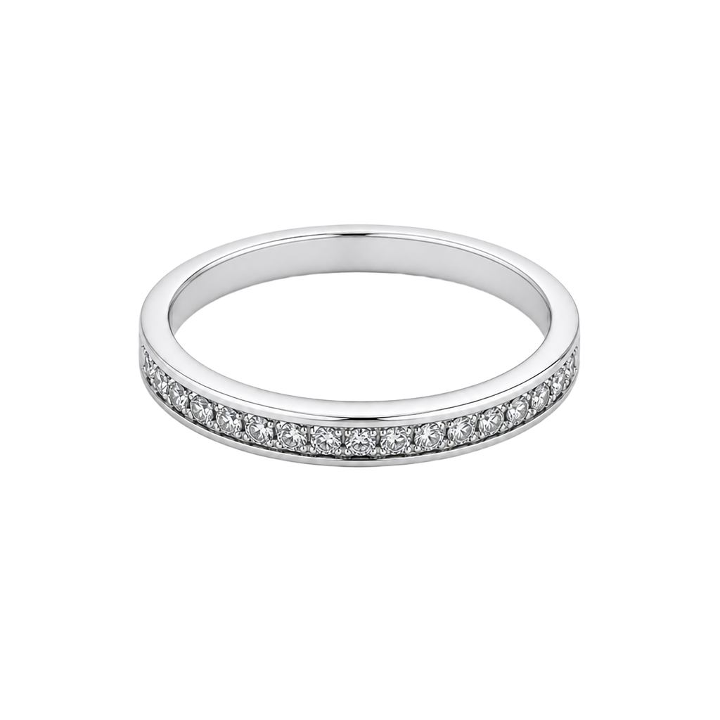 14K White Gold Diamond Band