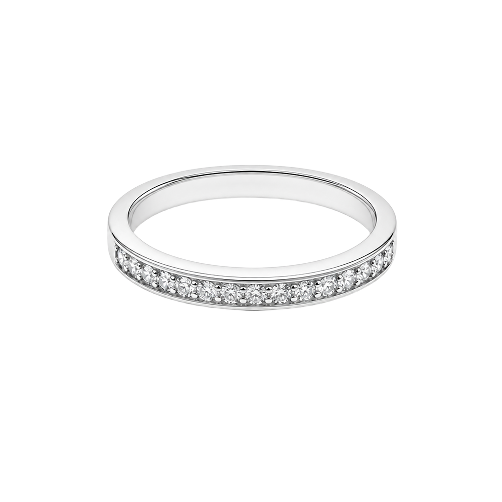 14K White Gold Diamond Band