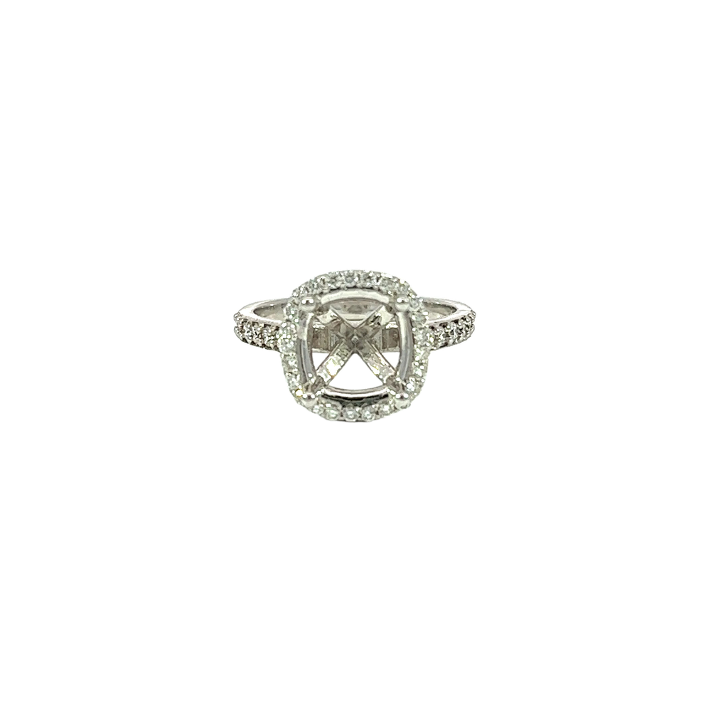 14K White Diamond Engagement Ring